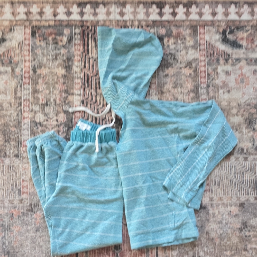 O'Neill Teal and White Striped Hooded Jogger Set